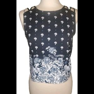 Abercrombie And Fitch Womens Tank Top Woven Shoulder Straps With Floral SZ S